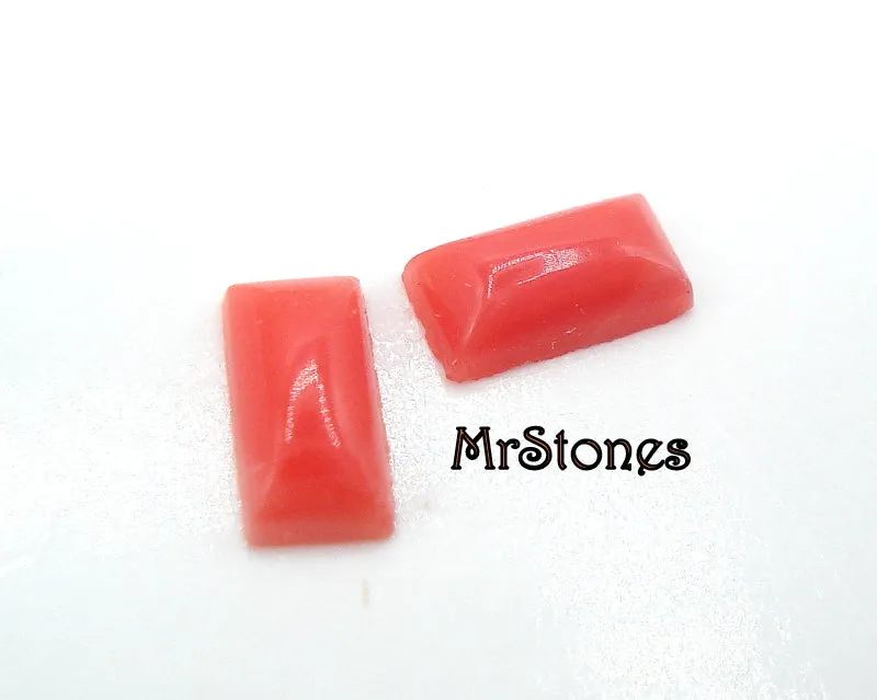 5x2mm (3932) Coral Color Flat Back Baguette
