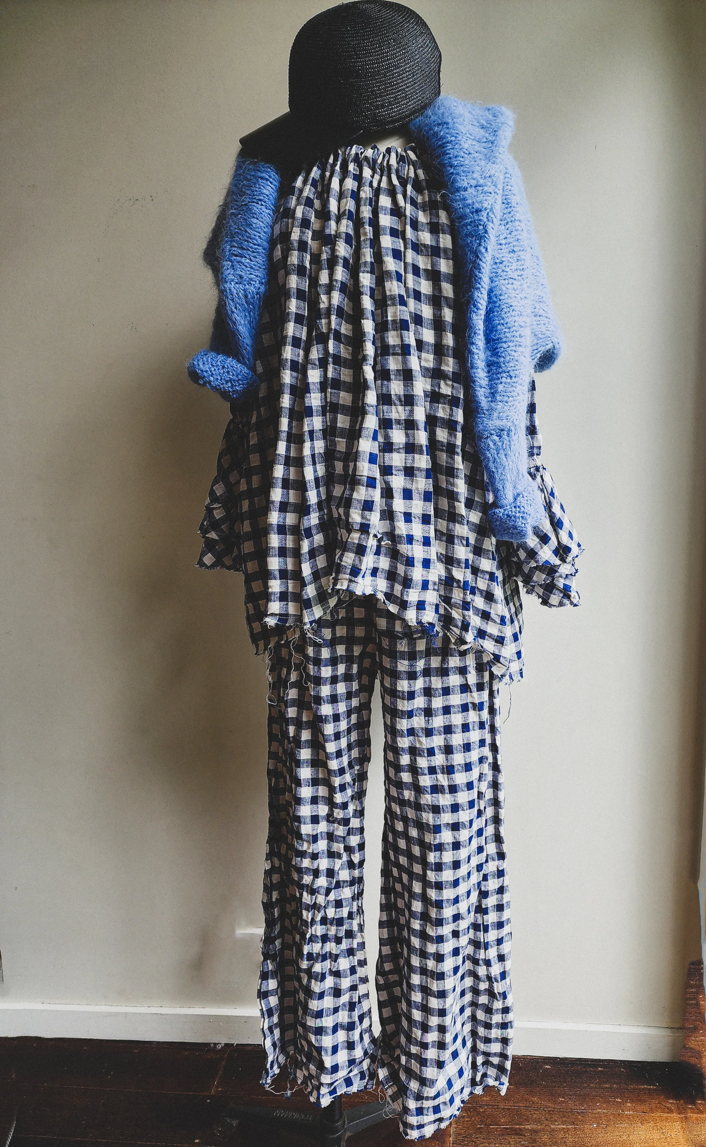 Amano linen culotte pant - gingham Check