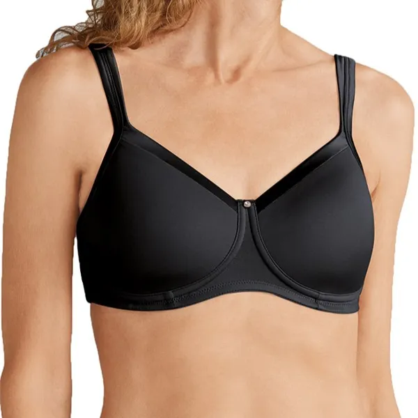 Amoena Lara Satin Non-Wired Pocketed Mastectomy Bra - Black 44212