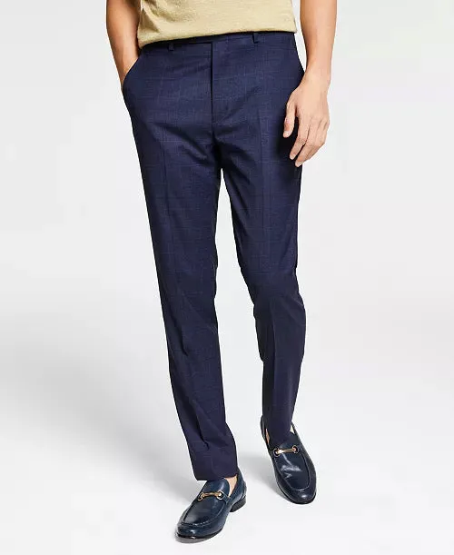 Bar Iii Mens Slim fit Dress Pants 30 / 30 Blue Plaid
