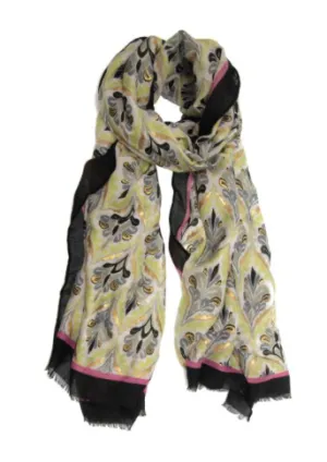 Black Ogee Scarf with Gold Paint