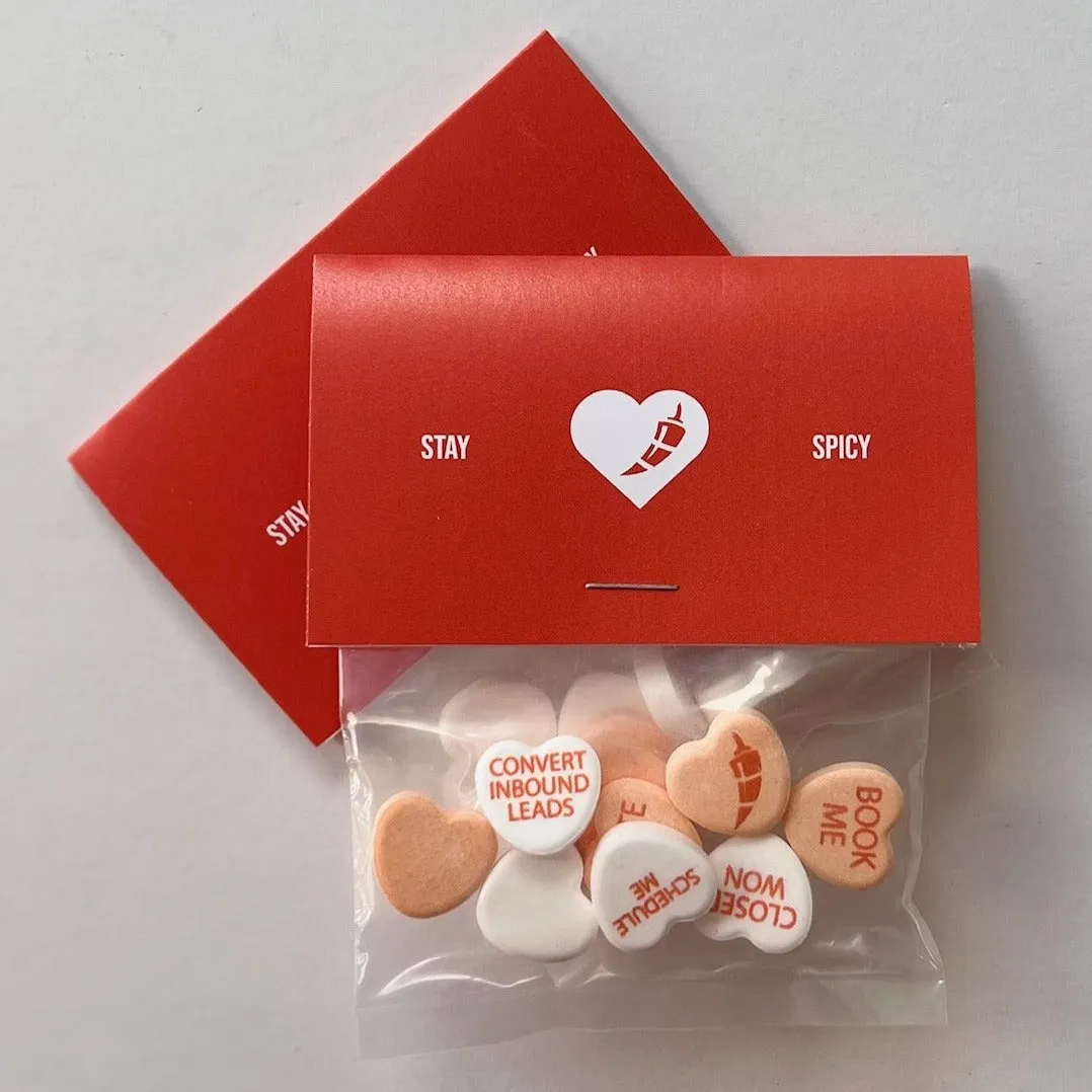 Candy Hearts Personalized Bags - 8 Candies Per Bag (100 Bag Minimum)