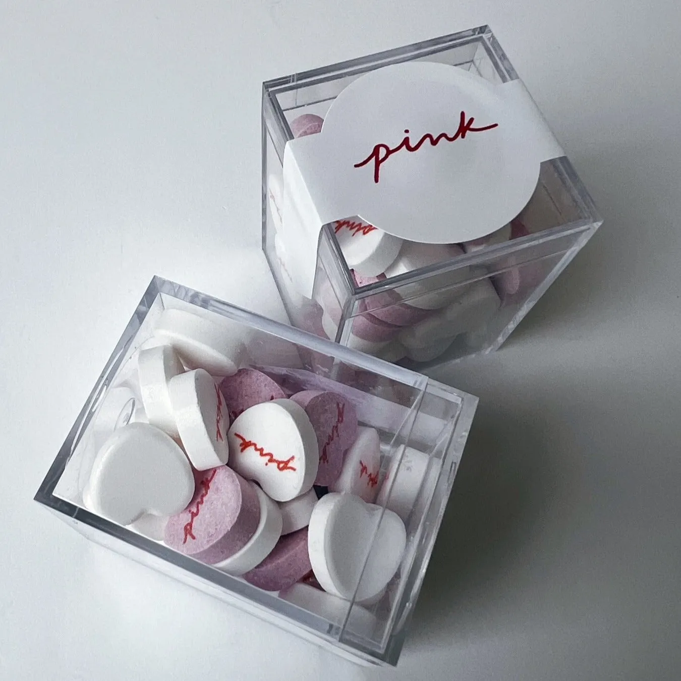 Candy Hearts Personalized Valentines Conversation Cubes - 30 Candies Per Cube