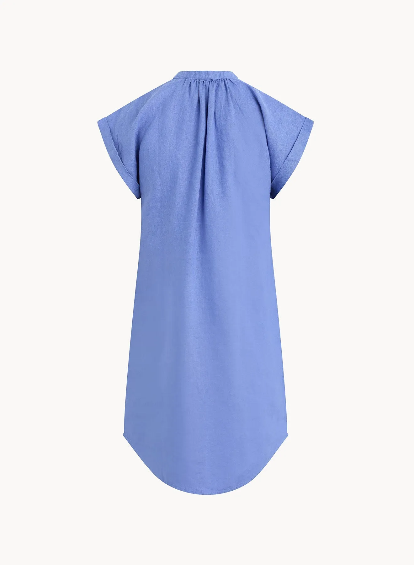 Cap Sleeve Henley Dress -  Bahia Blue