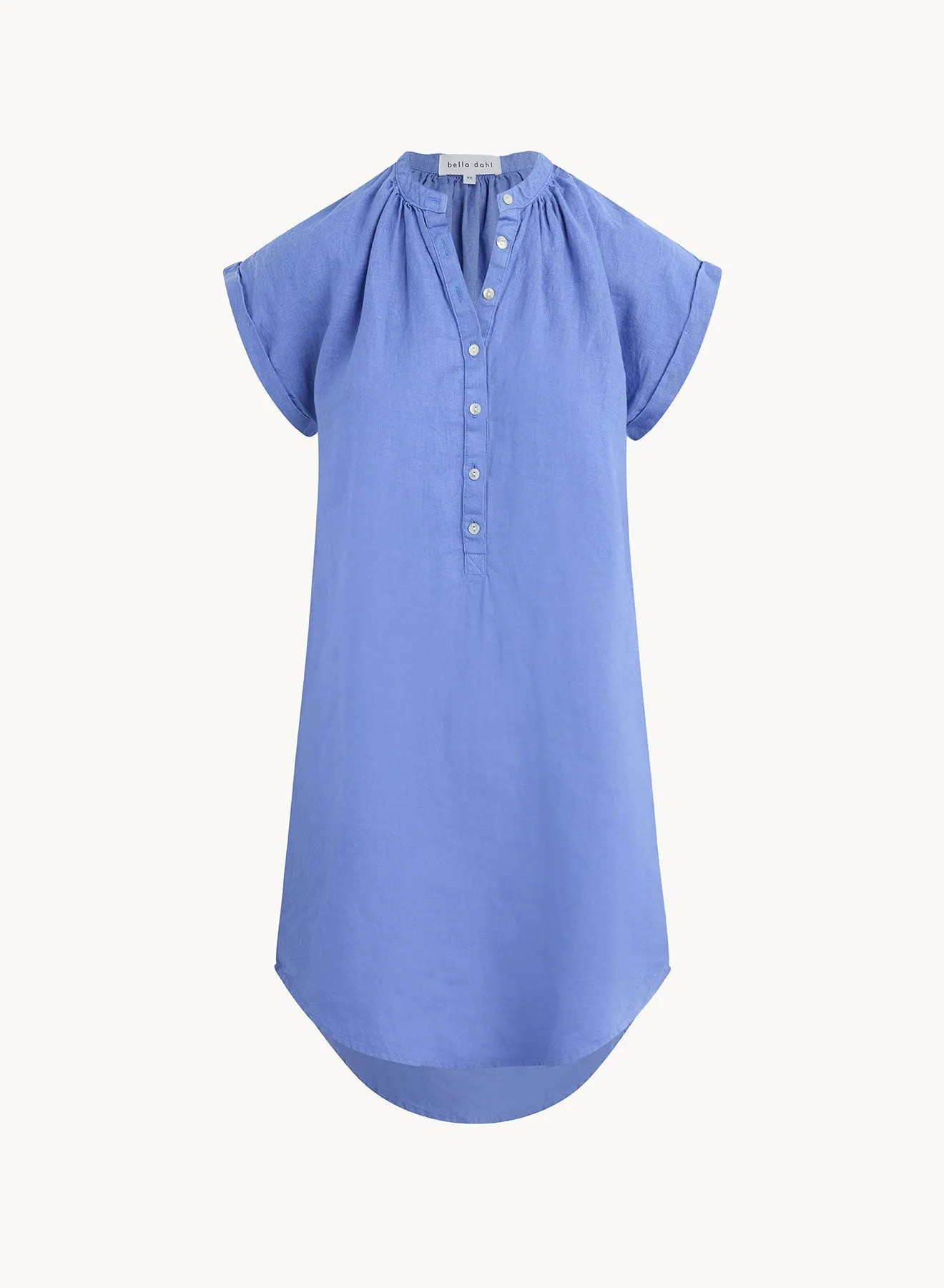 Cap Sleeve Henley Dress -  Bahia Blue