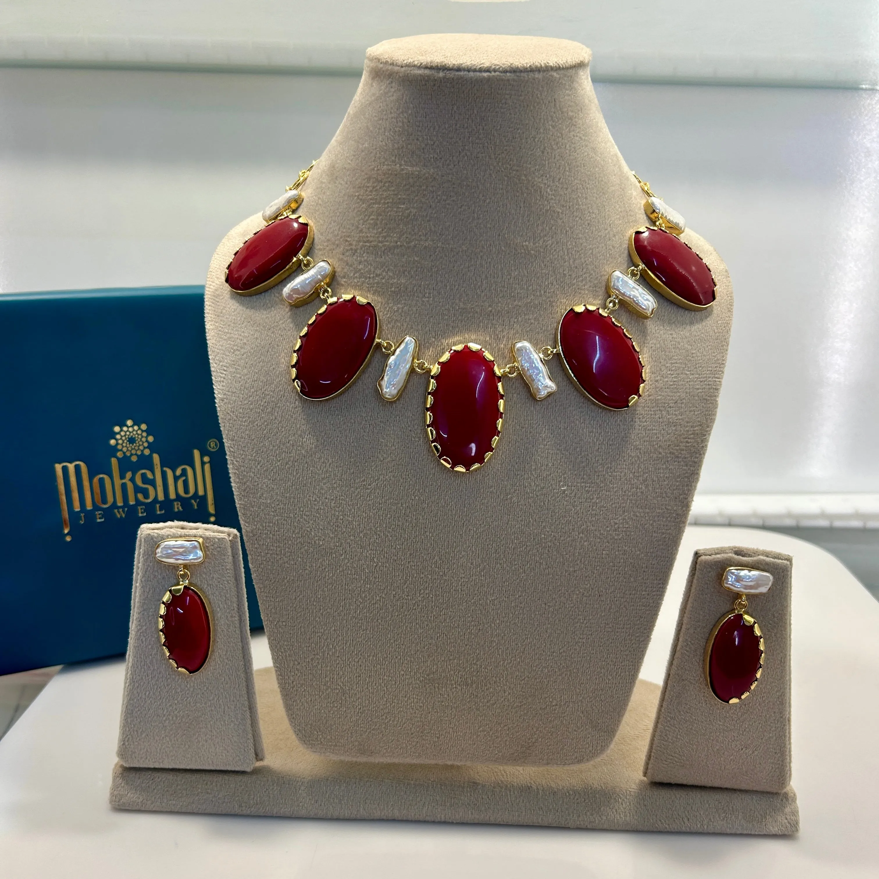 Celestial Coral And Baroque Pearl Set