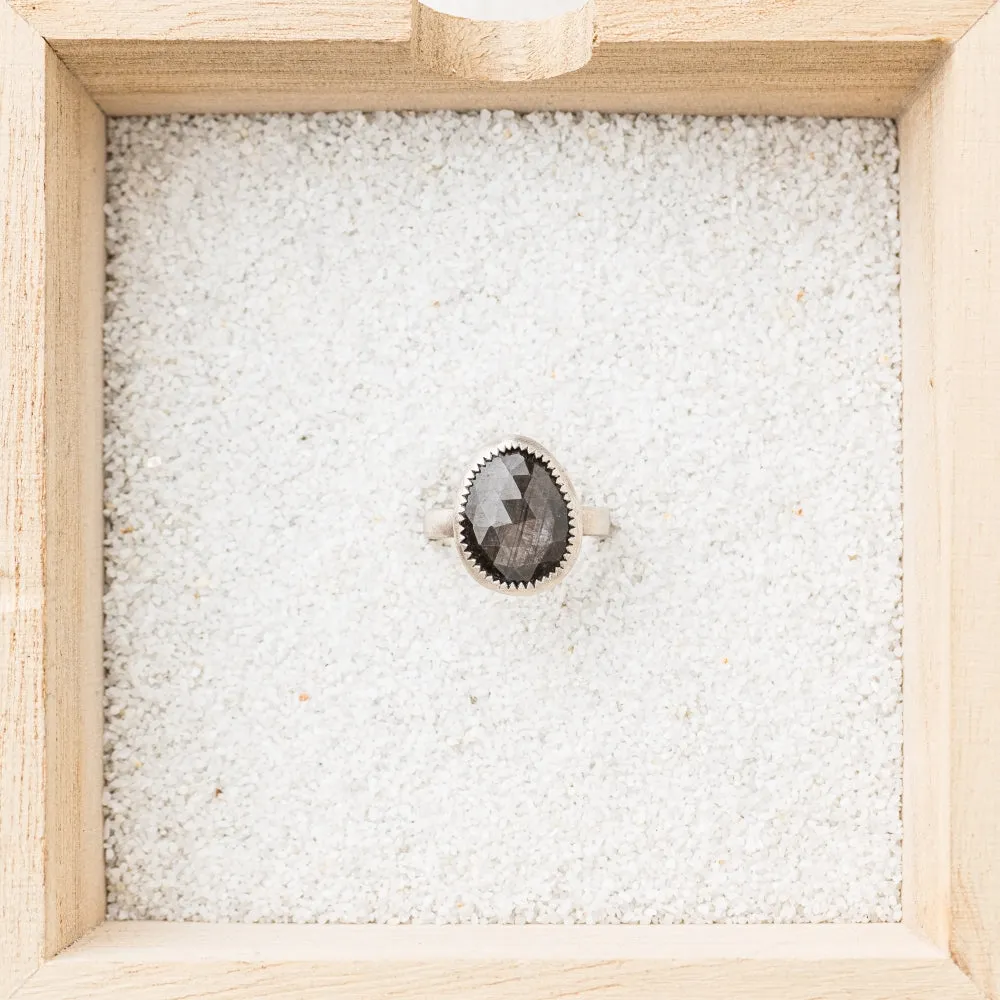 Chocolate Sapphire Ring with Serrated Bezel