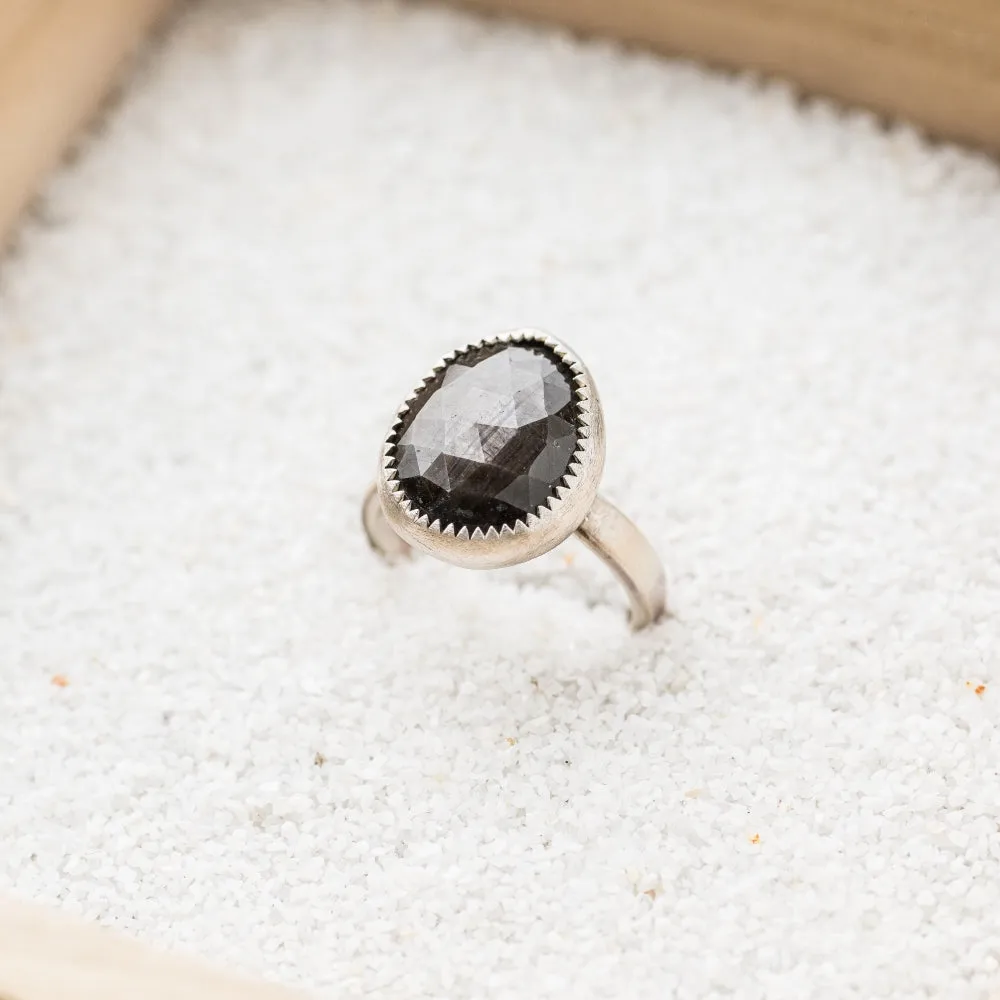 Chocolate Sapphire Ring with Serrated Bezel