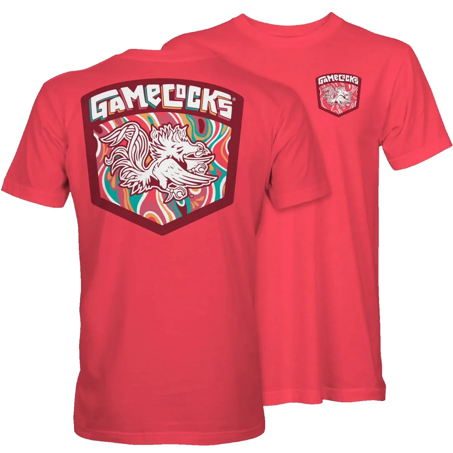 CORAL GAMECOCKS COLOR BADGE T-SHIRT