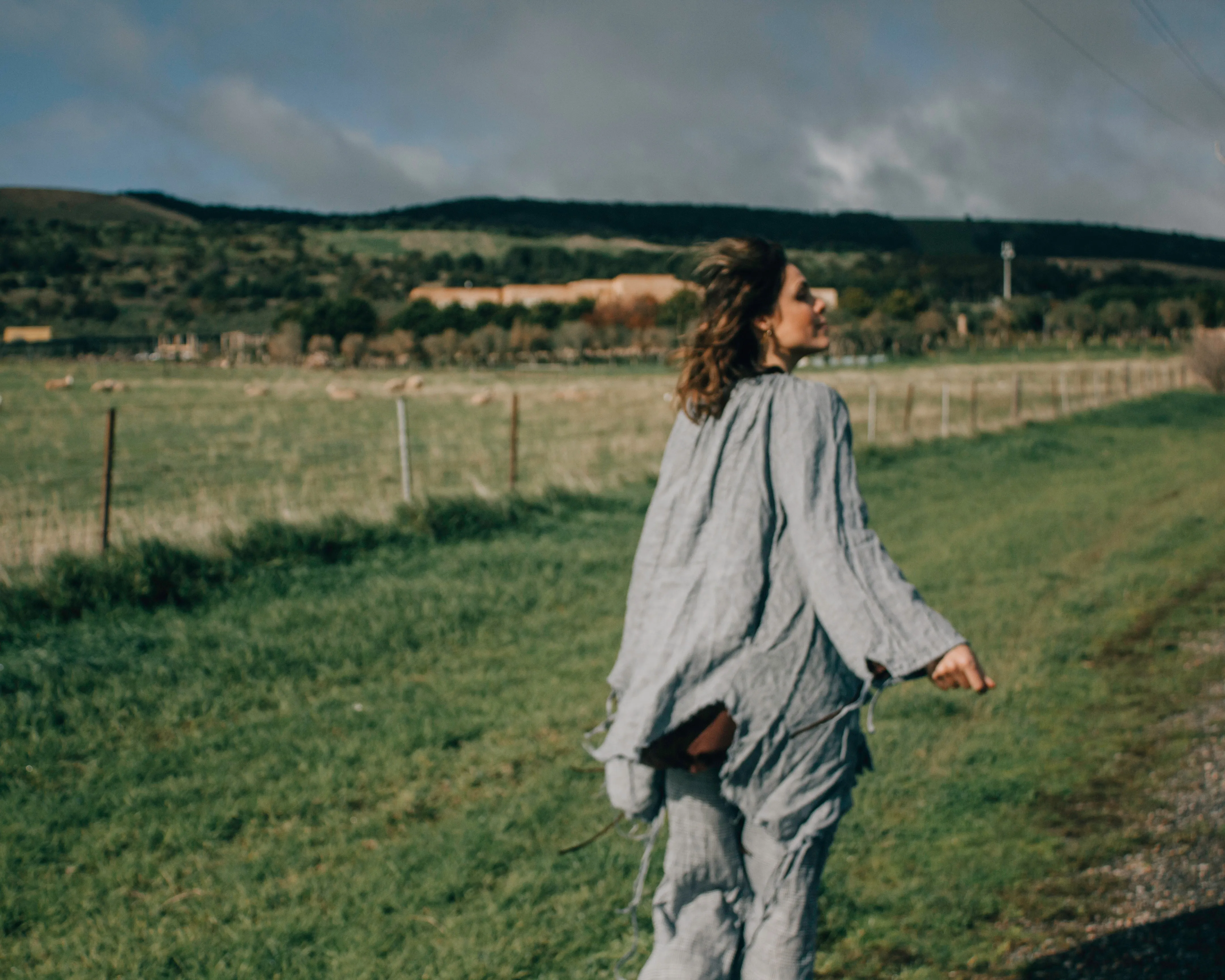 Culotte pant (Linen) - Prince of wales Check weave
