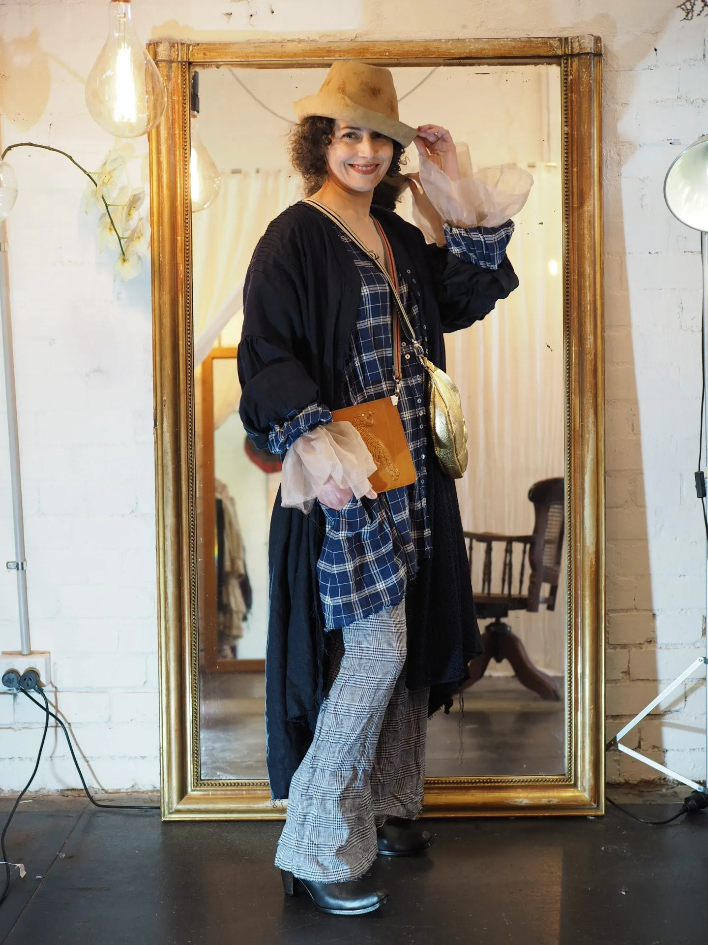 Culotte pant (Linen) - Prince of wales Check weave