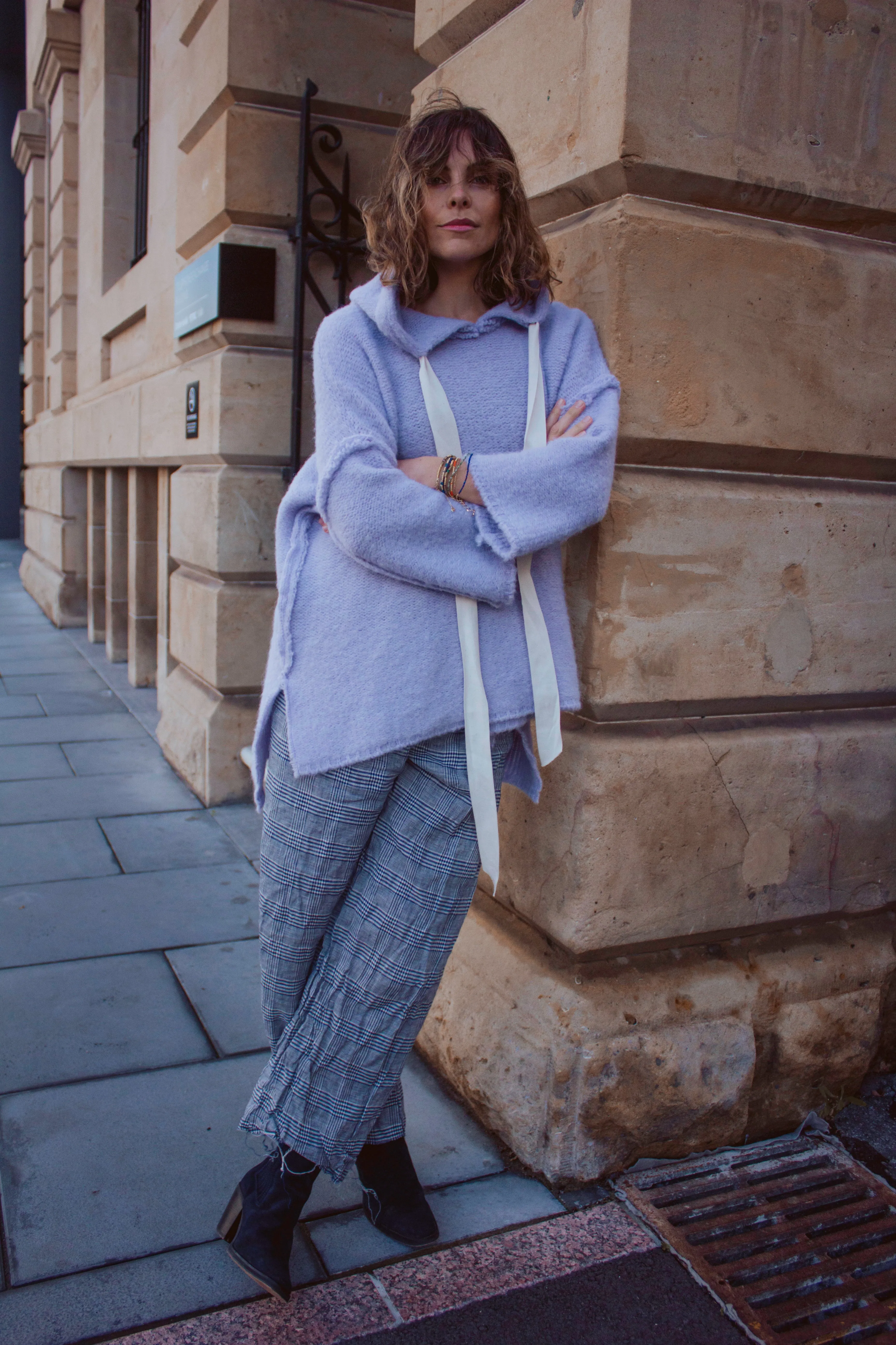 Culotte pant (Linen) - Prince of wales Check weave
