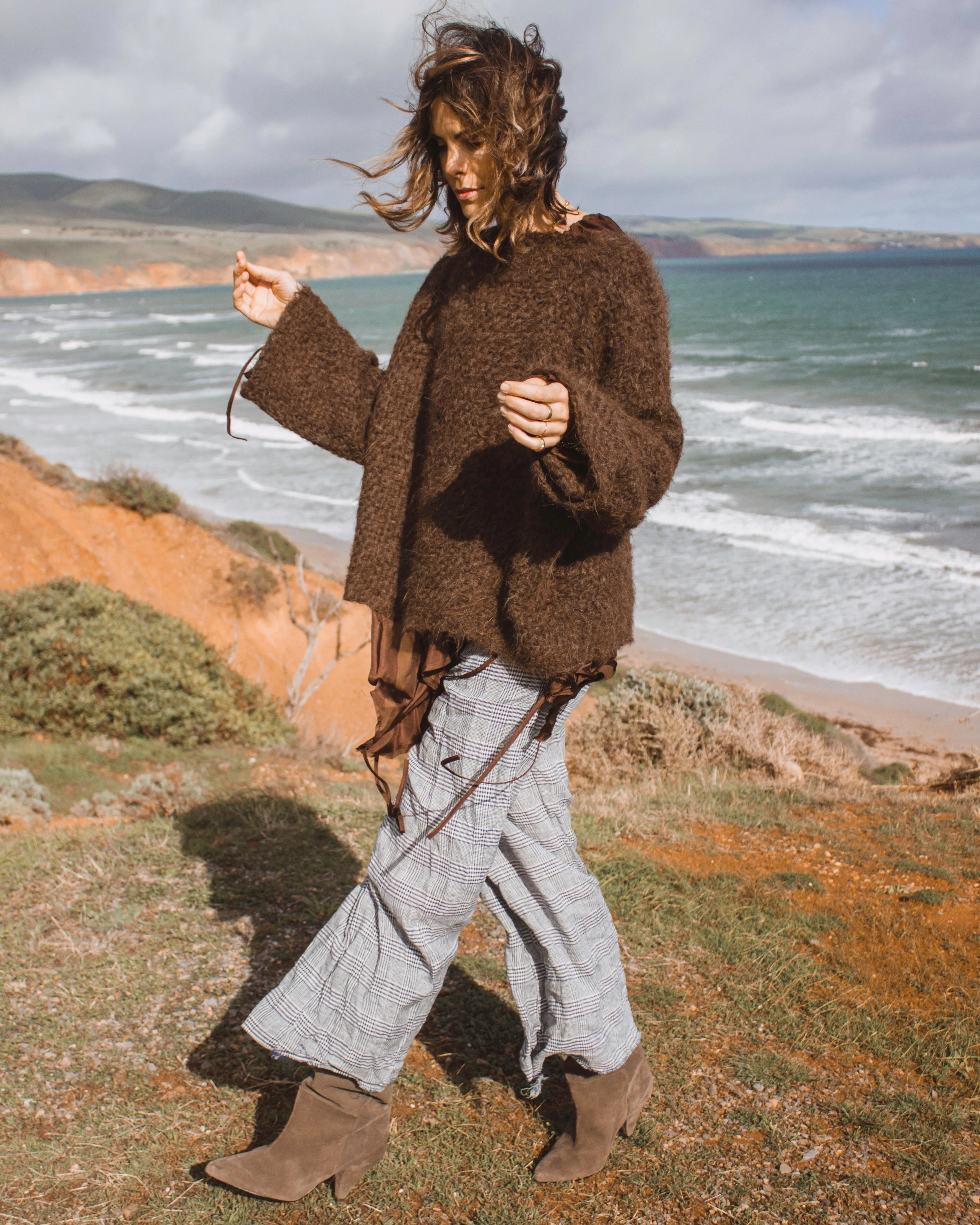 Culotte pant (Linen) - Prince of wales Check weave