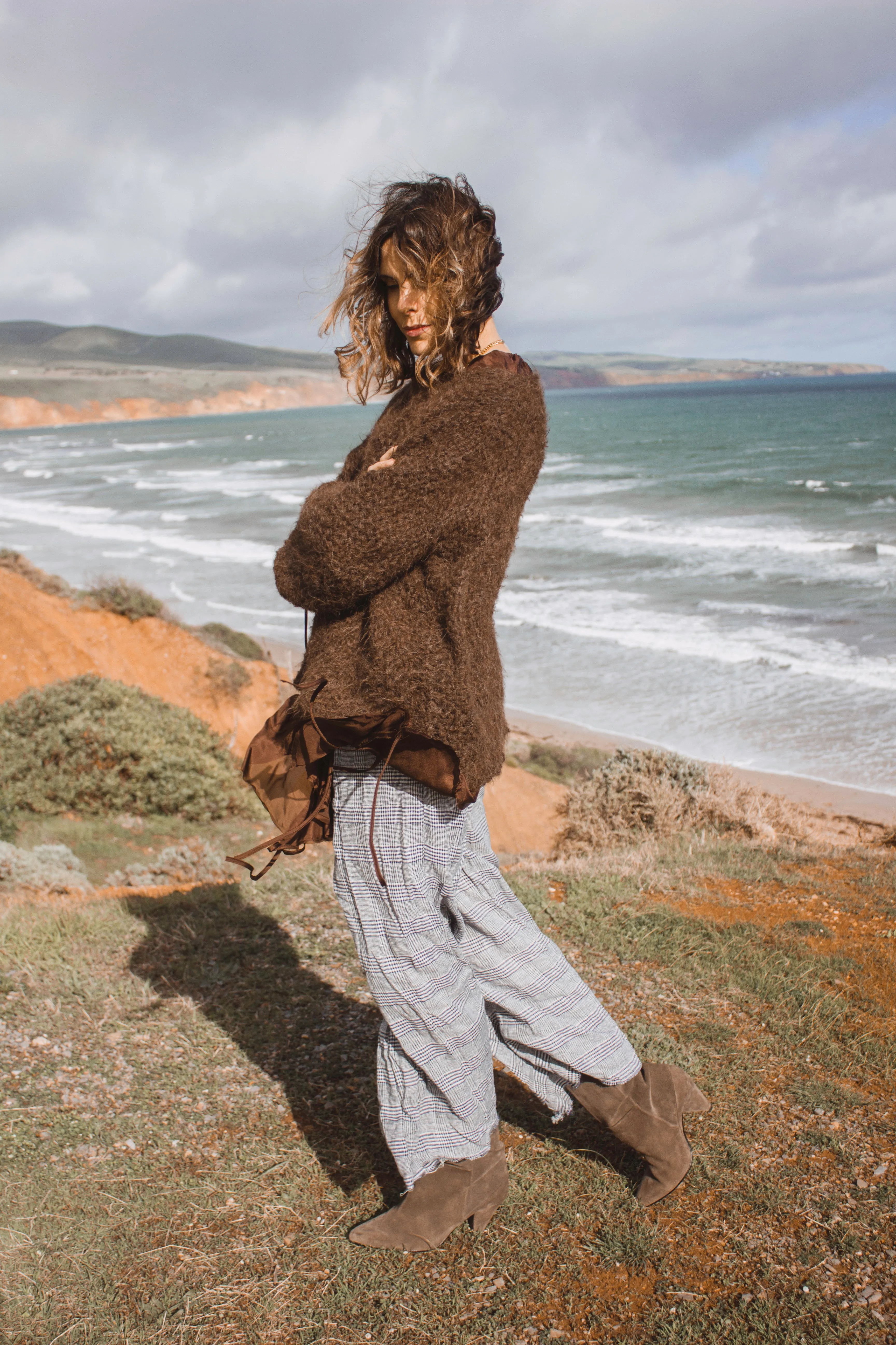 Culotte pant (Linen) - Prince of wales Check weave
