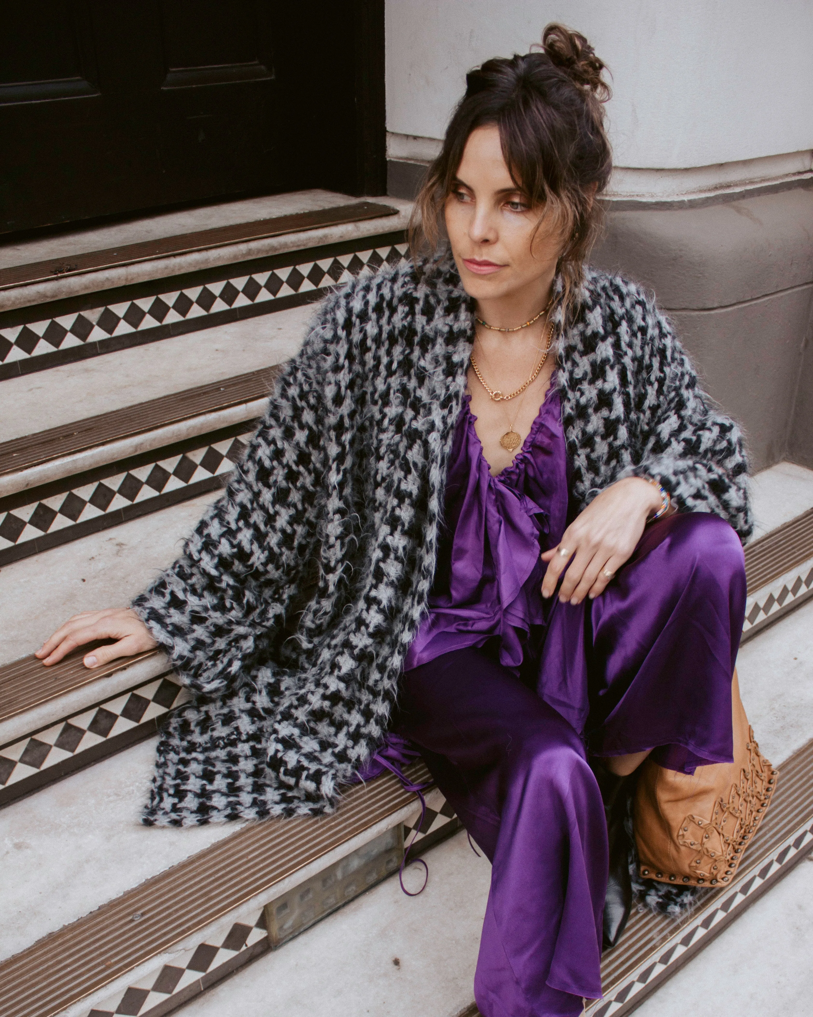 Culotte pant (Linen) - Prince of wales Check weave