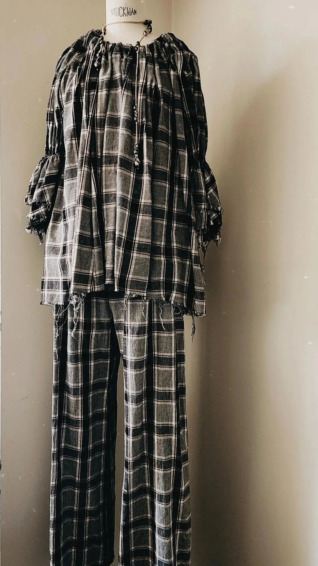 Culotte pants (Linen) tartan check