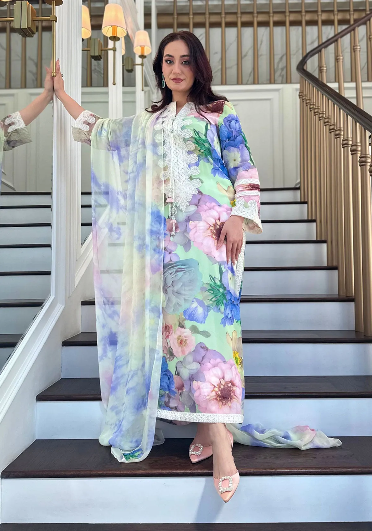 Floral Printed Chiffon Suit