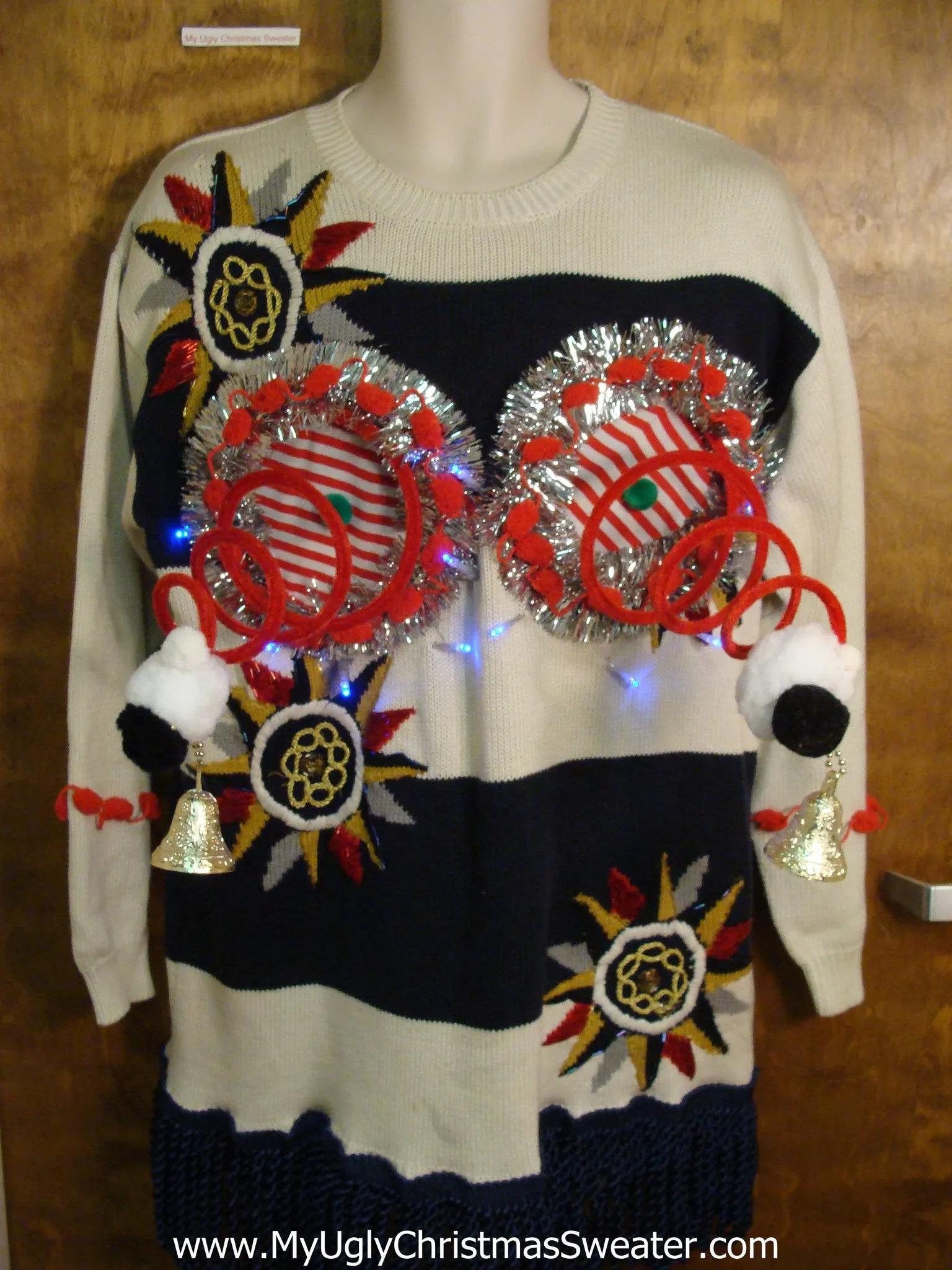 Horrible 80s Tacky Christmas Jumper Naughty Sweater with Lights