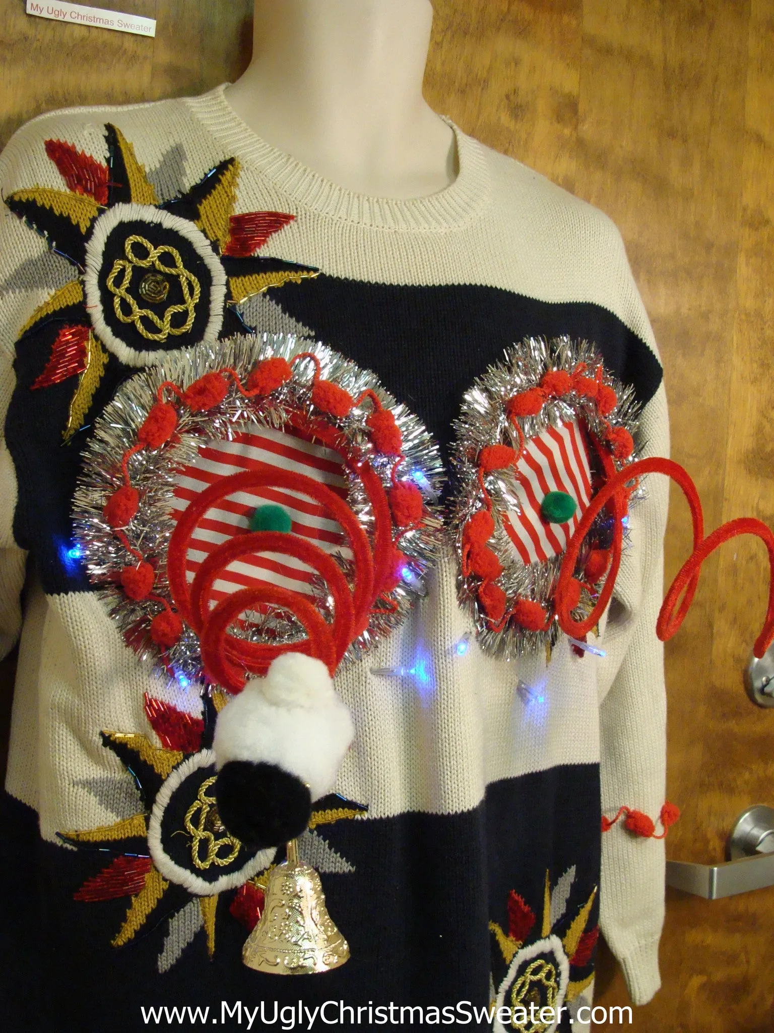 Horrible 80s Tacky Christmas Jumper Naughty Sweater with Lights