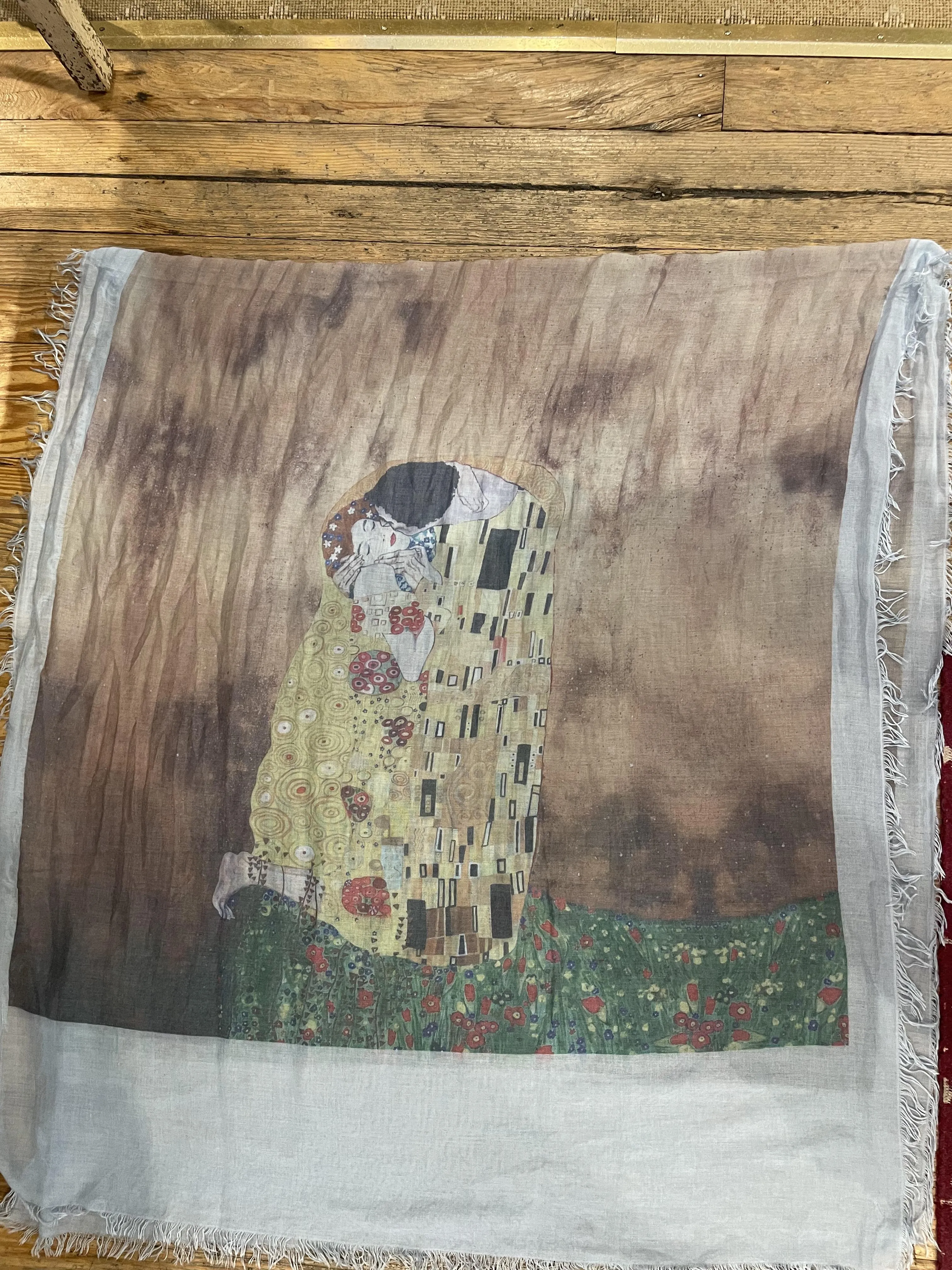 Klimt "The Kiss" Scarf - Light Blue