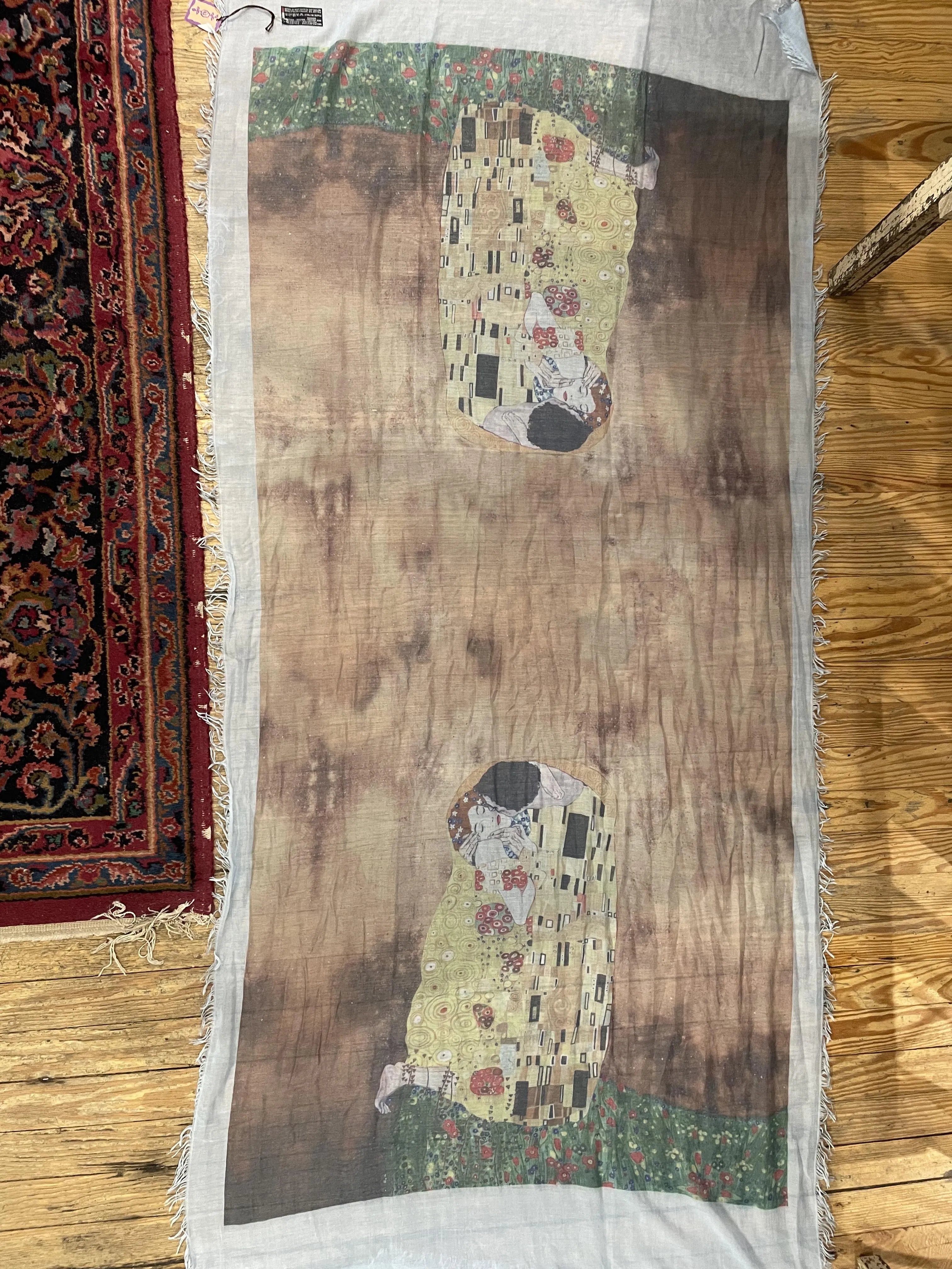 Klimt "The Kiss" Scarf - Light Blue