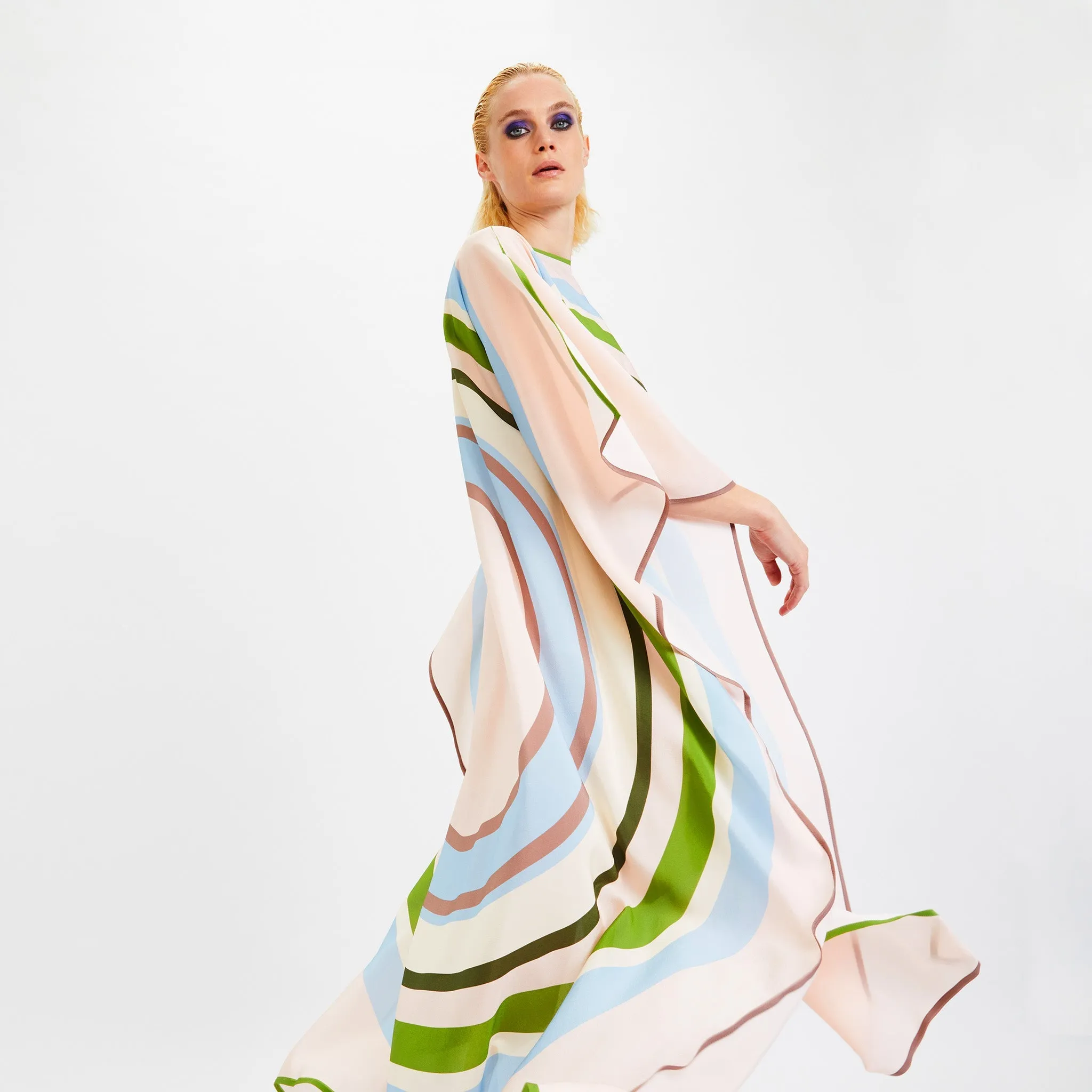 Lightweight Silk Crepe Kaftan, Comfortable Beachwear, Women's Kaftan