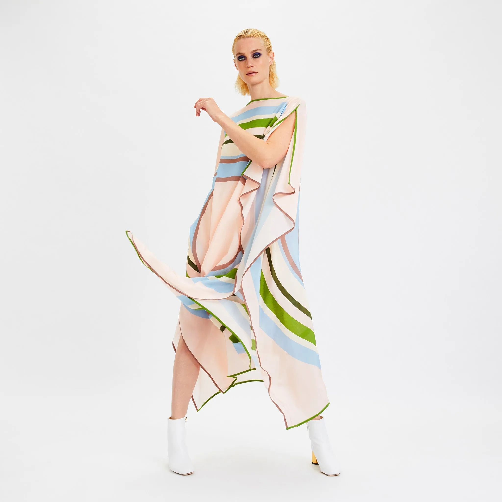 Lightweight Silk Crepe Kaftan, Comfortable Beachwear, Women's Kaftan