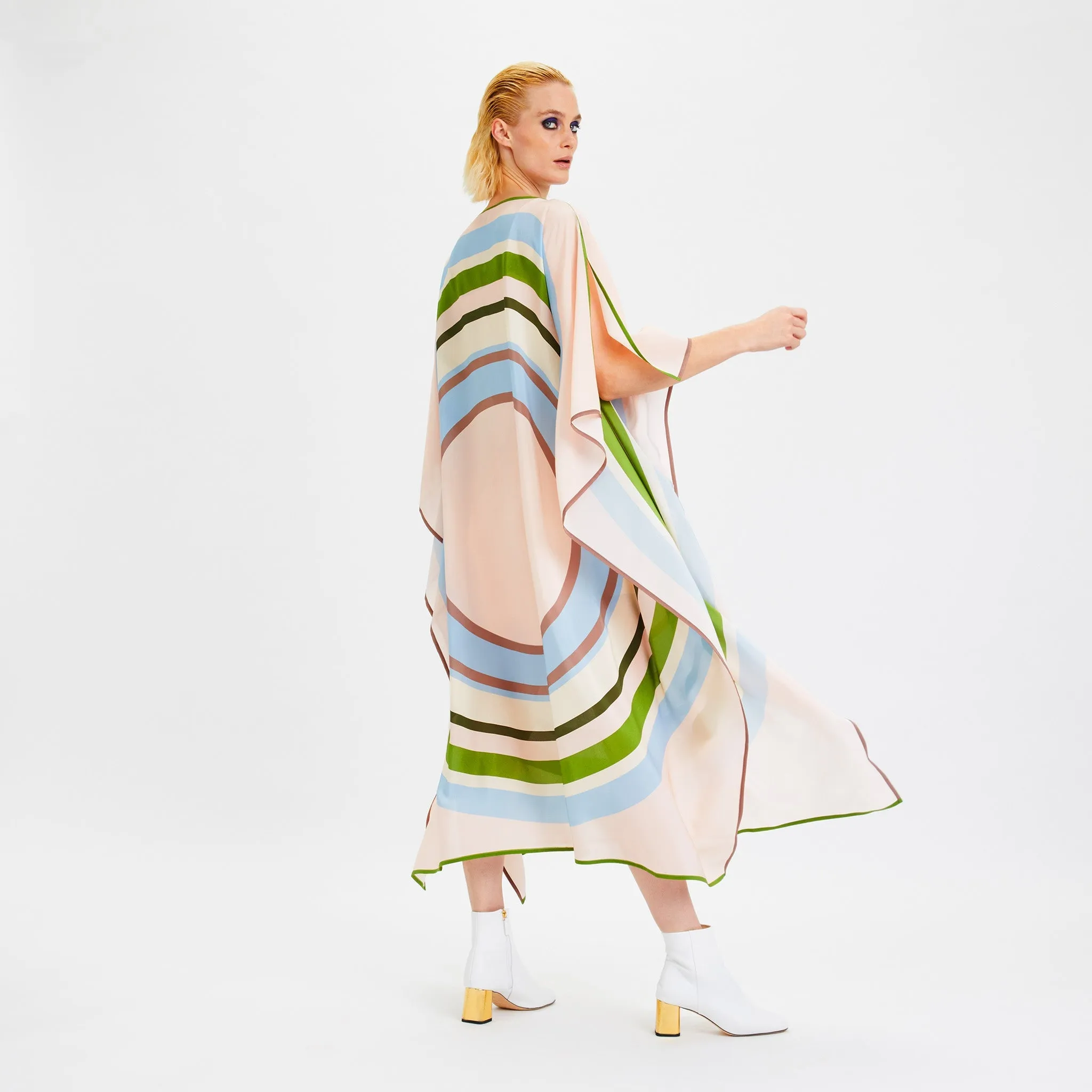 Lightweight Silk Crepe Kaftan, Comfortable Beachwear, Women's Kaftan