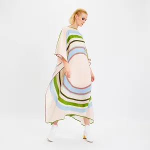 Lightweight Silk Crepe Kaftan, Comfortable Beachwear, Women's Kaftan