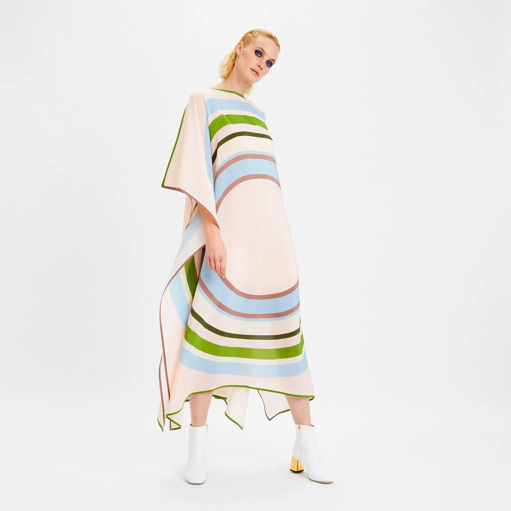 Lightweight Silk Crepe Kaftan, Comfortable Beachwear, Women's Kaftan