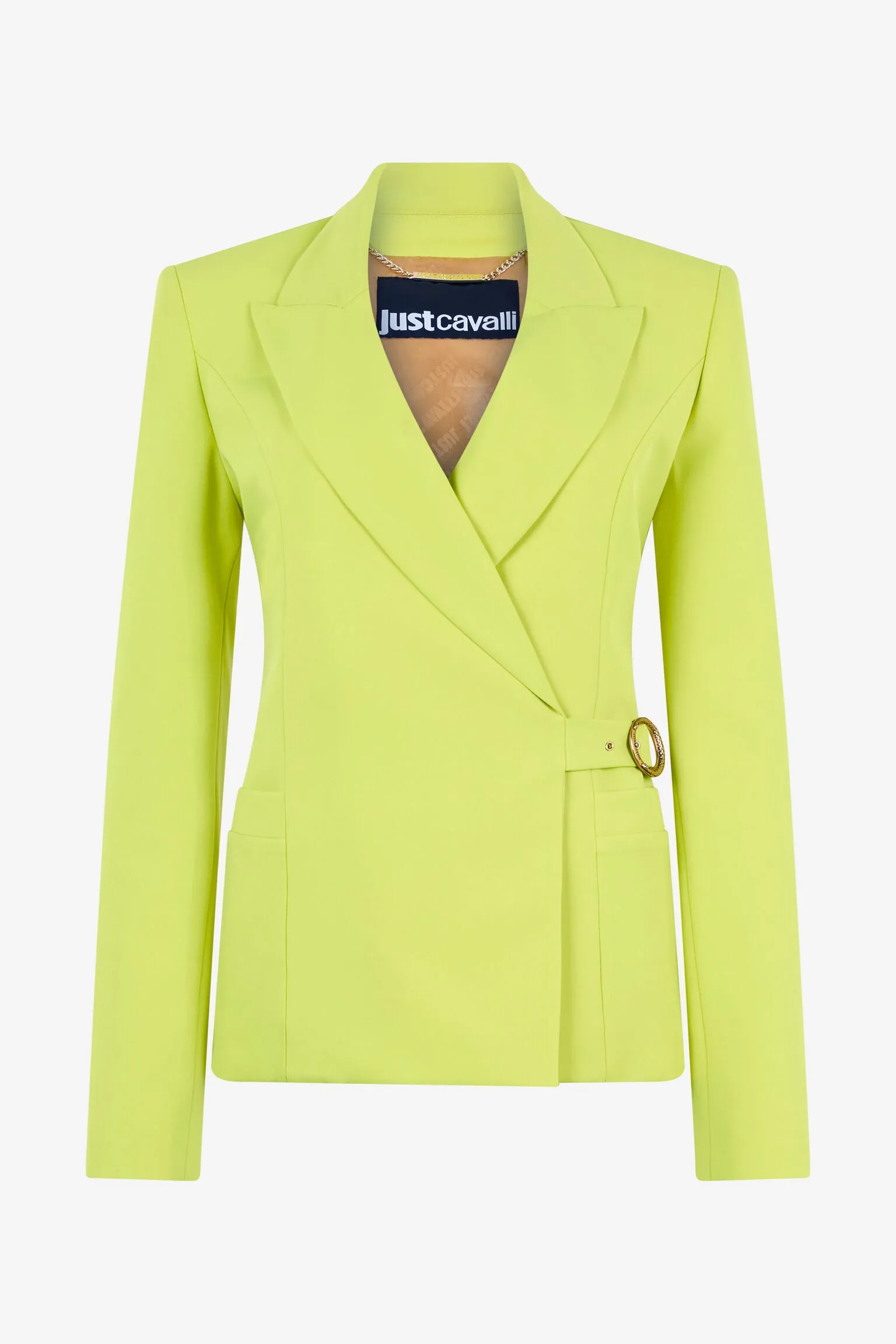 Lime green tailored jacket with side belt