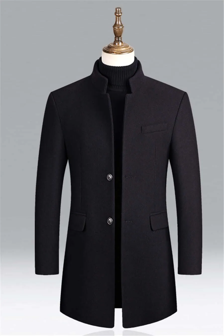 Men's Tailored Standing Collar Long Sleeve Blazer