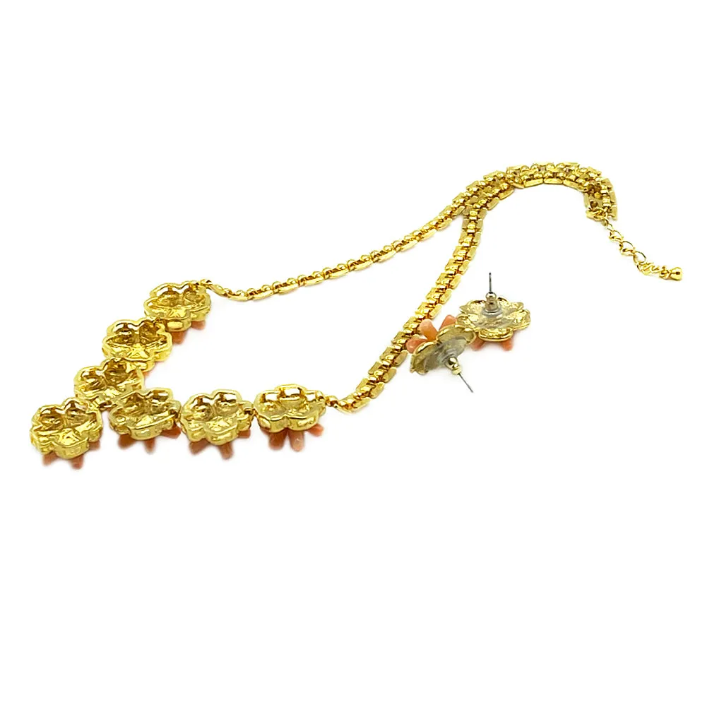 Natural Coral Necklace & Earrings Set