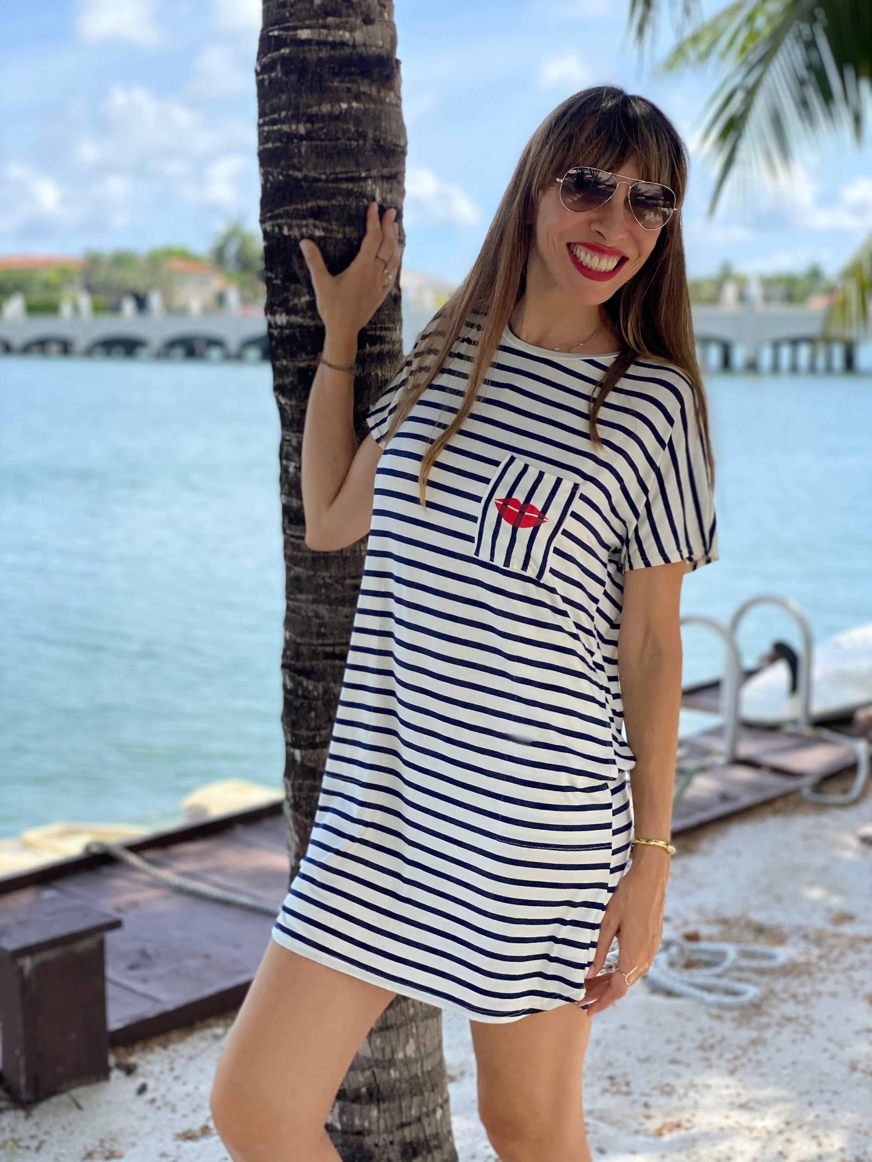 Nautical T-shirt dress Bisou Bisou