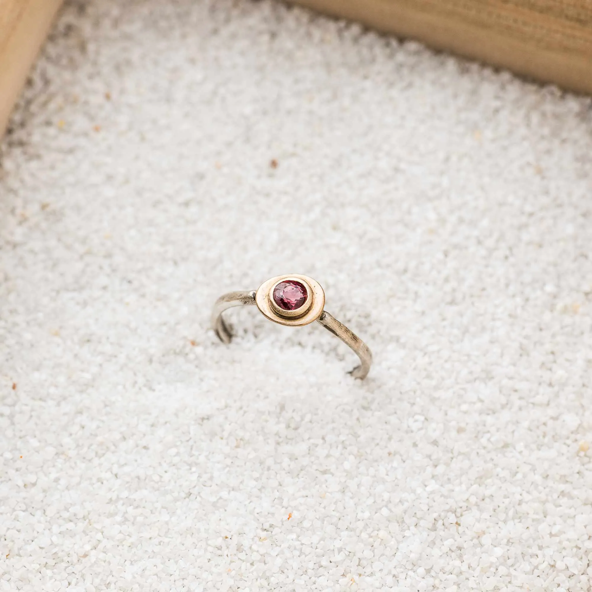 Pink Spinel Freeform Mixed Metal Ring