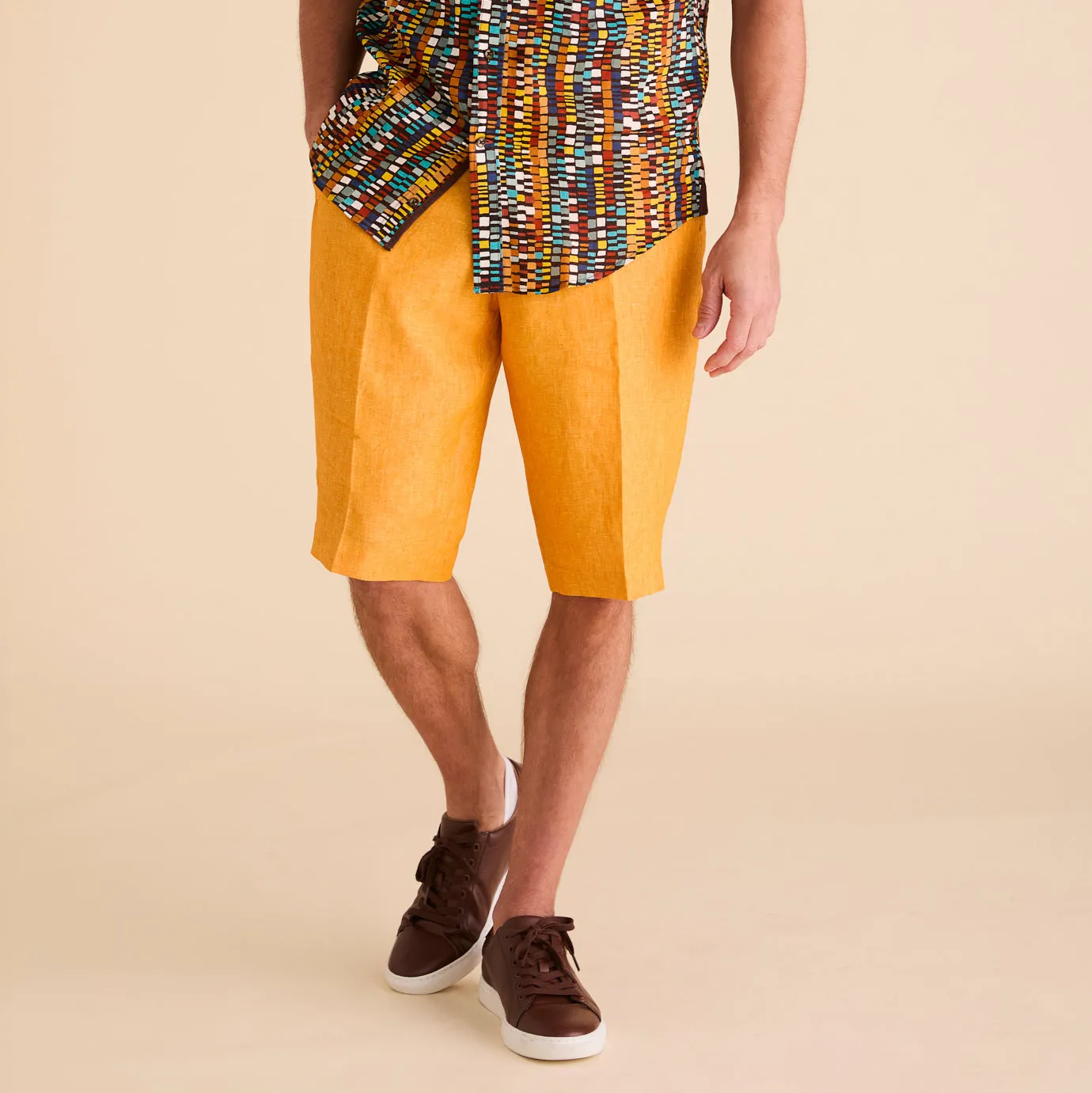 Premium Linen Flat Front Short  Seasonal Colors