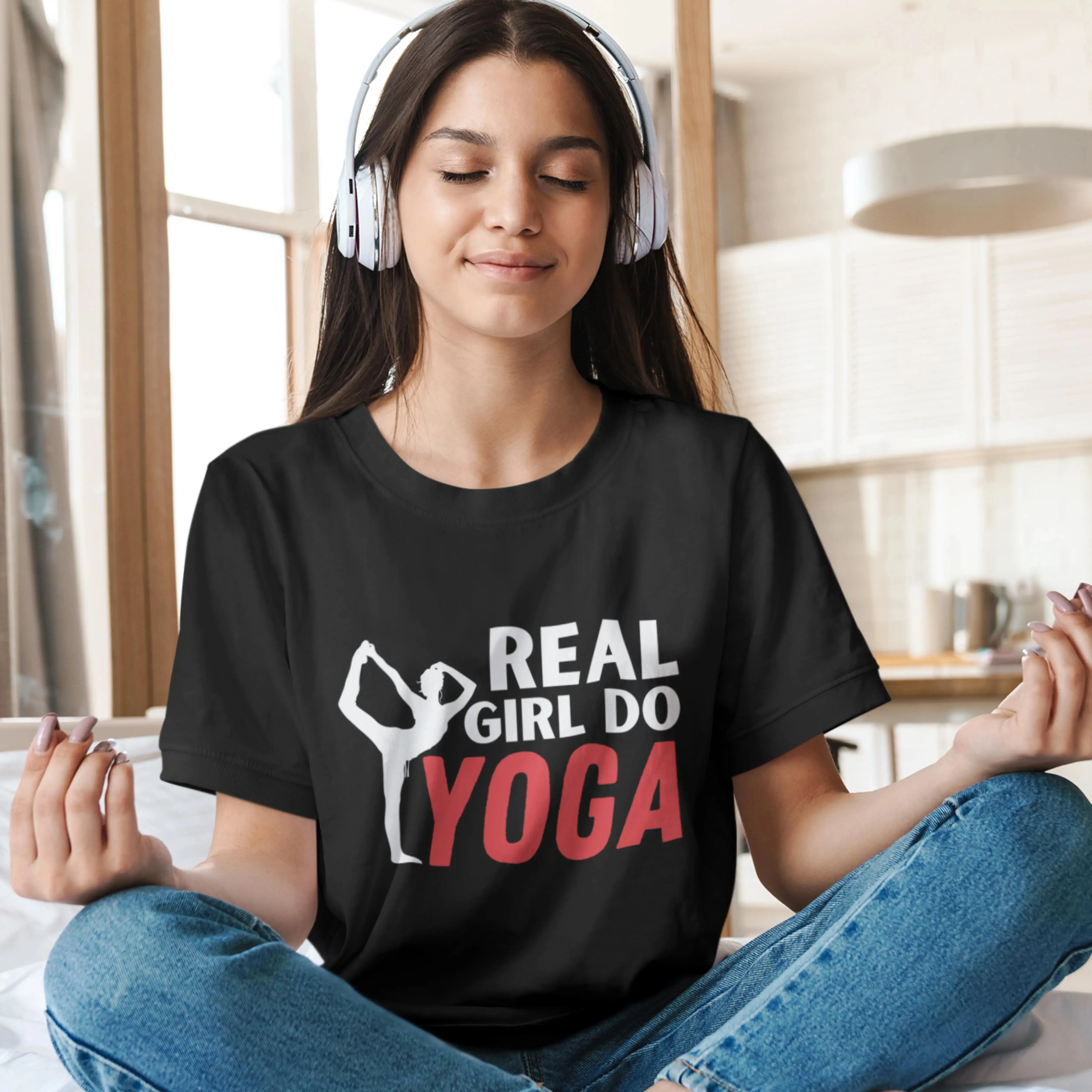 Real Girl do Yoga Round Neck Half Sleeve Classic T-Shirt