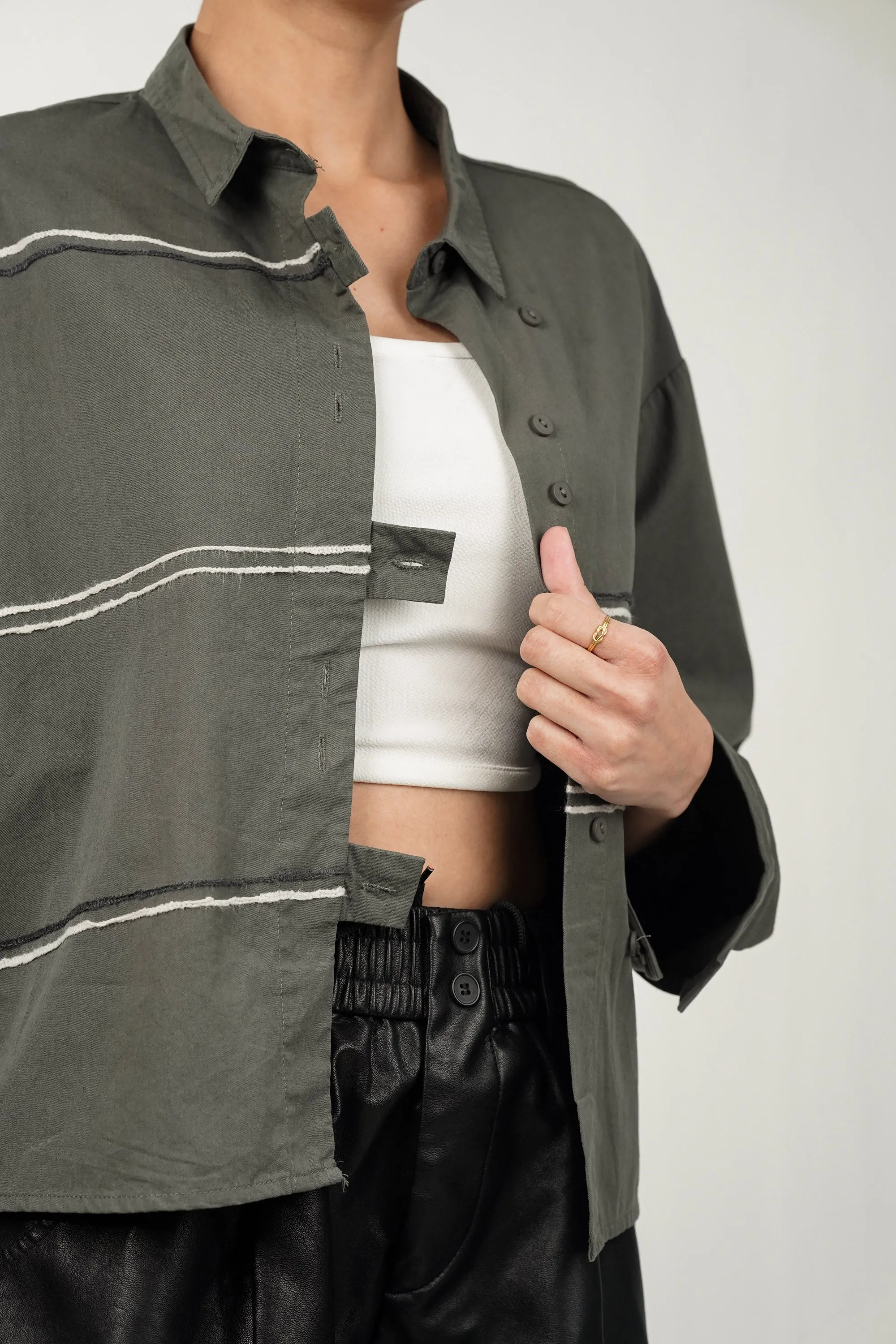 Sage Green Shirt With Thread Embroidery