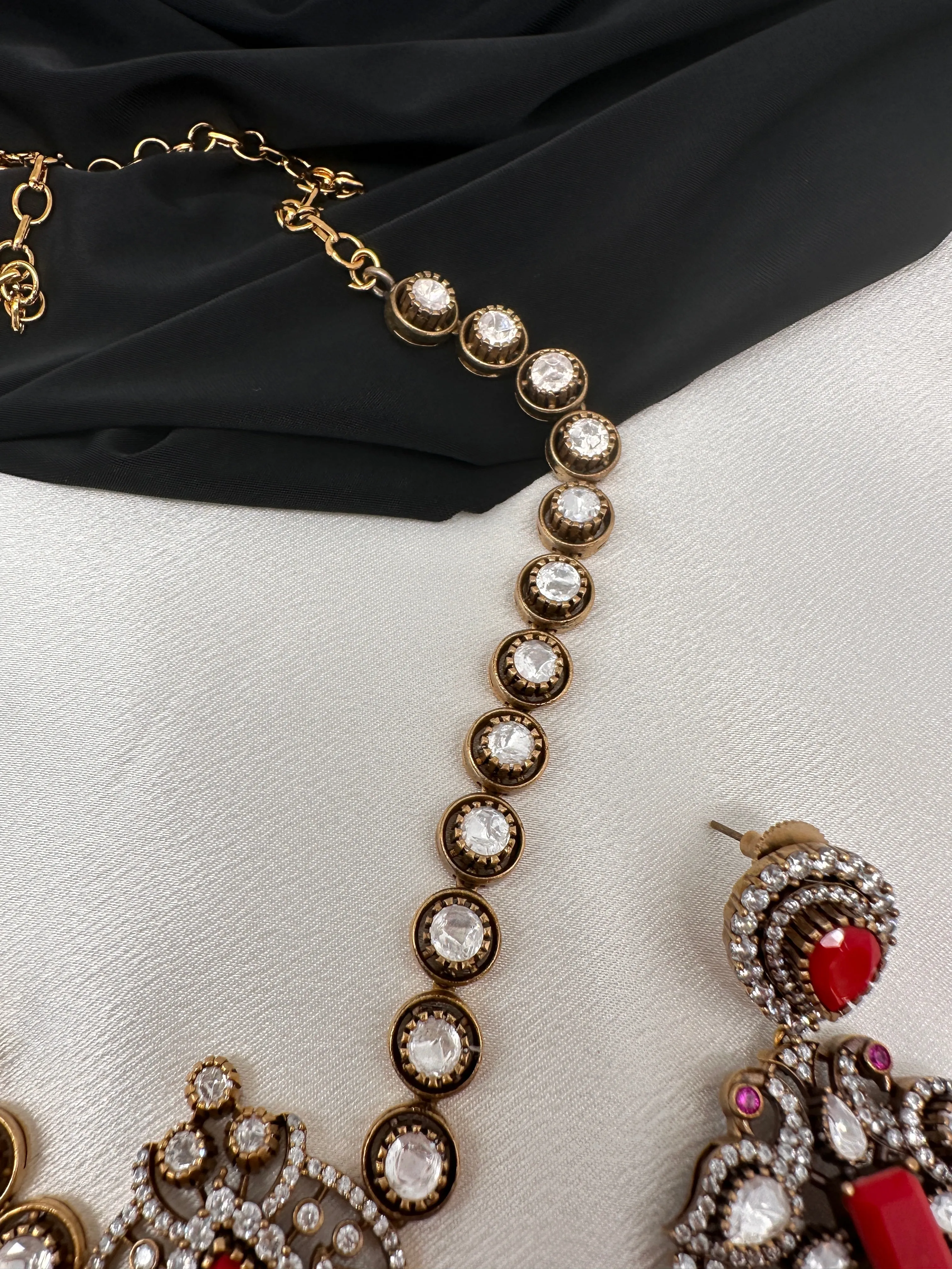 Victorian Moissanite Polki Coral Necklace
