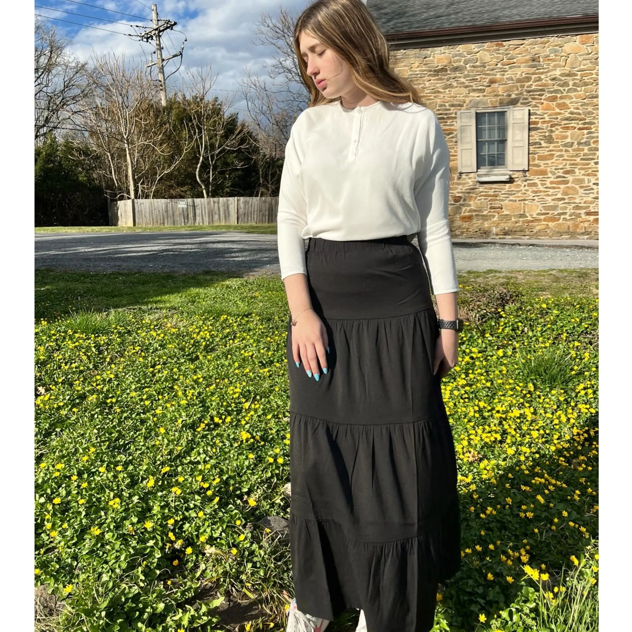 White Henley Dolman Dressy Top