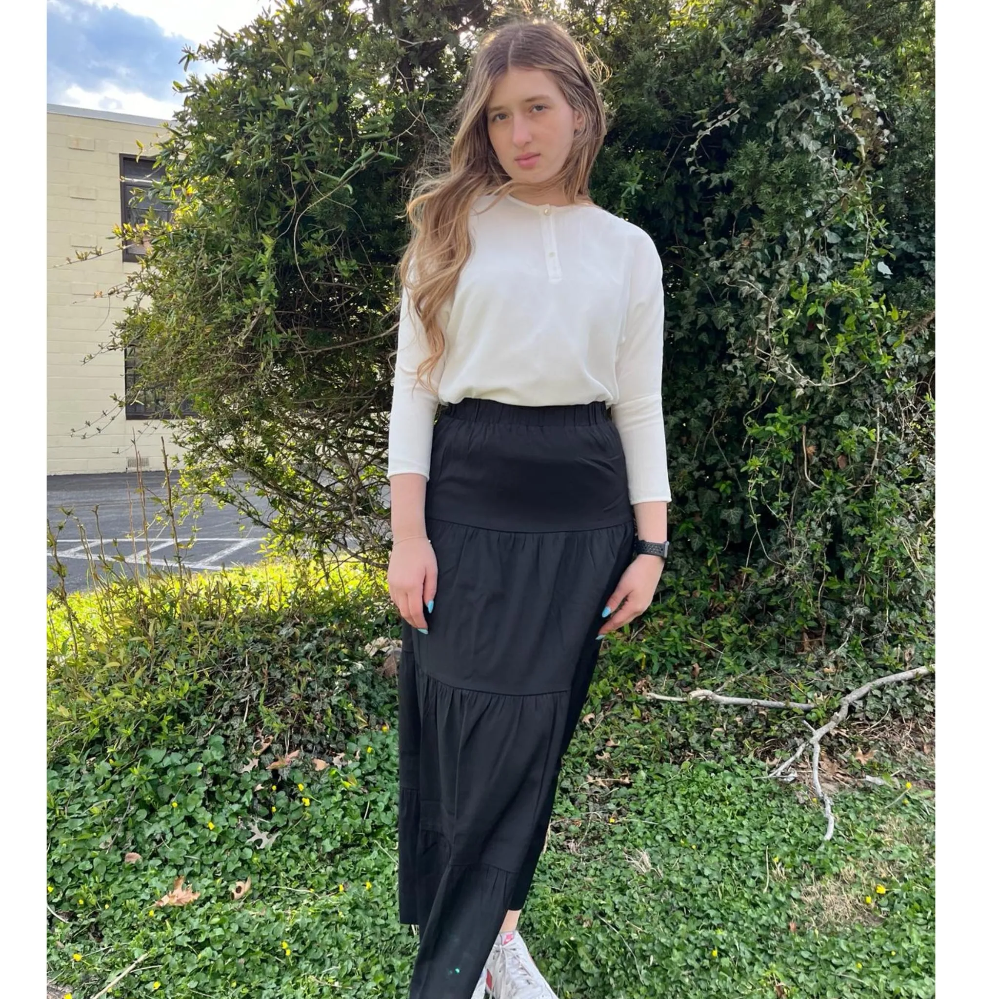 White Henley Dolman Dressy Top